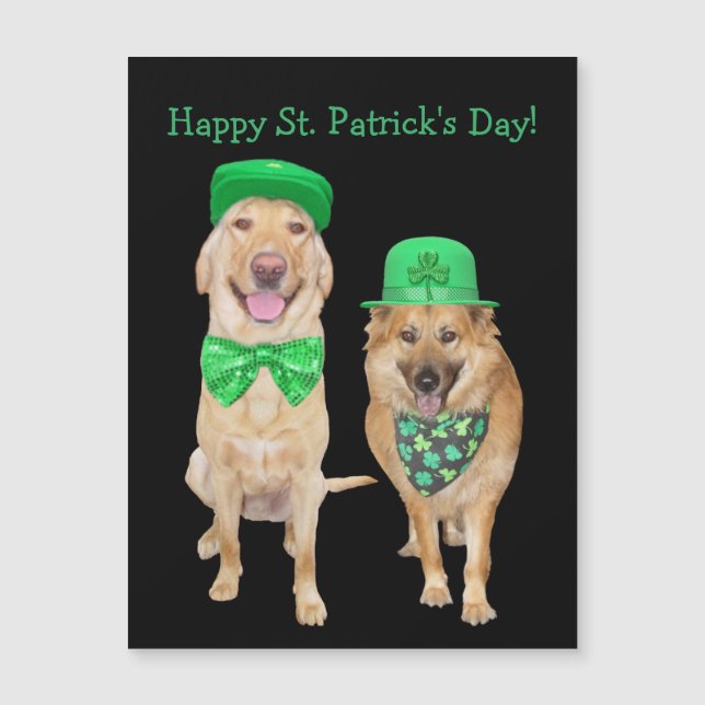 Cute, Funny St. Patrick's Day Irish Dogs Magnet (Front)