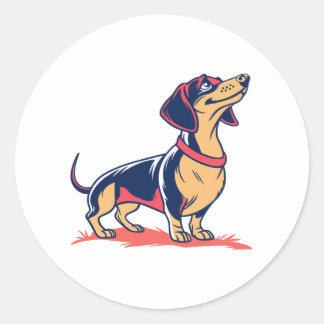 Cute Funny Standing Dachshund Dog Classic Round Sticker