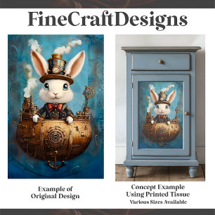 Cute Funny Steampunk Rabbit In Boat G2L Decoupage Tissue Paper