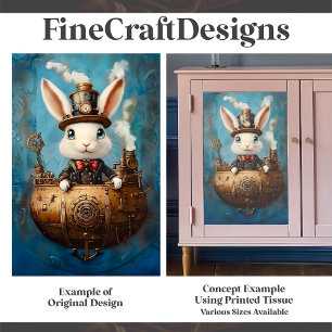 Cute Funny Steampunk Rabbit In Boat G2R Decoupage Tissue Paper