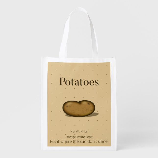 Cute Funny Storage Instructions Potato Sack Grocery Bag (Front)