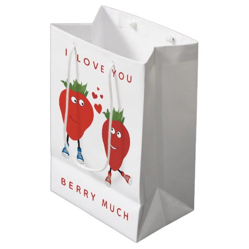 Cute Funny Strawberries In Love Medium Gift Bag