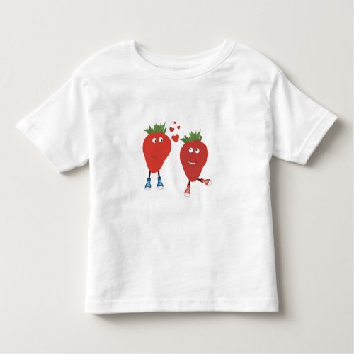 Cute Funny Strawberries In Love Toddler T_shirt