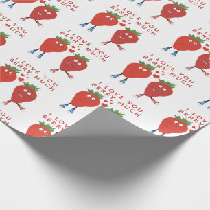 Cute Funny Strawberries In Love Wrapping Paper