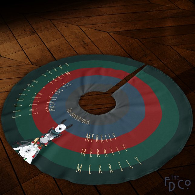 Cute Funny Striped Donkey Llama Sheep Personalized Brushed Polyester Tree Skirt (Creator Uploaded)