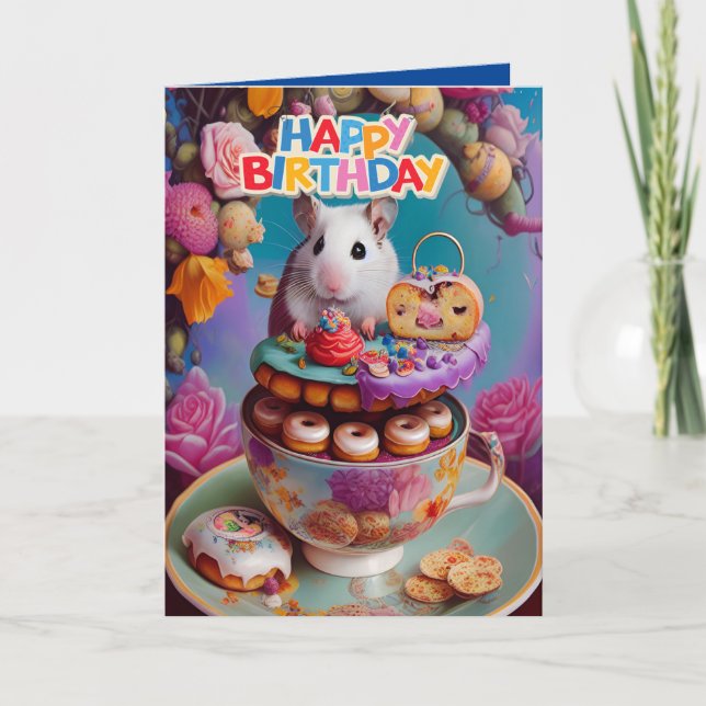 Cute Funny Syrian Hamsters Birthday Card (Front)