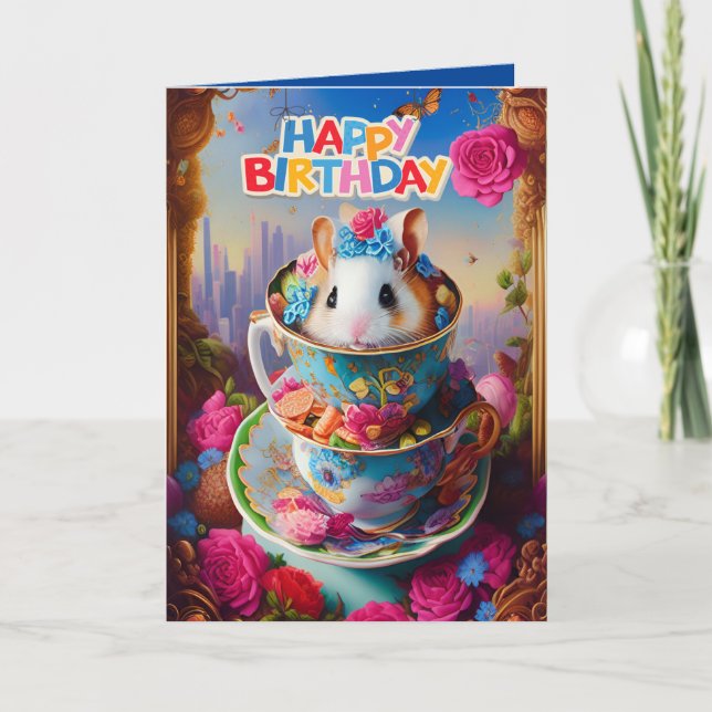 Cute Funny Syrian Hamsters Birthday Card (Front)