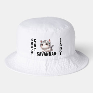 Cute Funny Tabby Space Astronaut Crazy Cat Lady Bucket Hat