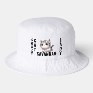 Cute Funny Tabby Space Astronaut Crazy Cat Lady Bucket Hat