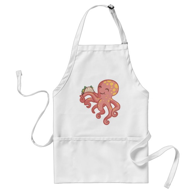Cute Funny Tako Taco Octopus Adult Apron (Front)