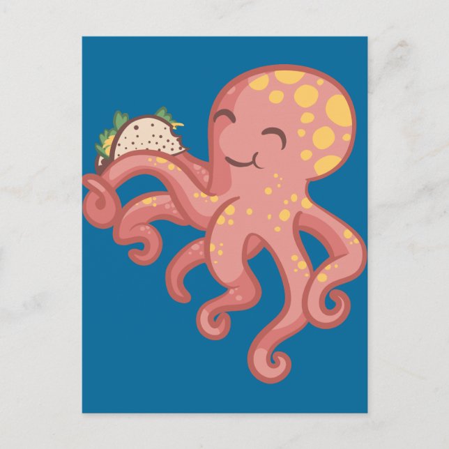 Cute Funny Tako Taco Octopus Postcard (Front)
