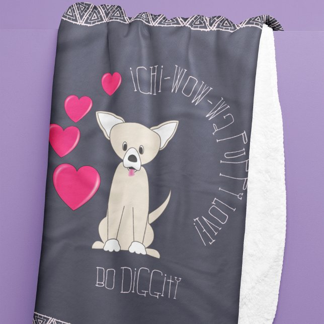 Cute Funny Tan Chihuahua Pattern Fleece Blanket (Creator Uploaded)