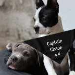 Cute Funny Text Paw Prints Black White Reversible Bandana<br><div class="desc">Cute,  funny,  pet nickname...  for your Captain Chaos! You can customize the text and/or pet name,  by editing font style,  size,  or color. Great gift for any pet lover. 2 sizes available!</div>