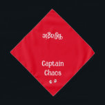 Cute Funny Text Paw Prints Red Pet Bandana<br><div class="desc">Cute,  funny,  pet nickname...  for your Captain Chaos! You can customize the text and/or pet name,  by editing font style,  size,  or color. Great gift for any pet lover. 2 sizes available!</div>