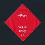 Cute Funny Text Paw Prints Red Pet Bandana<br><div class="desc">Cute,  funny,  pet nickname...  for your Captain Chaos! You can customize the text and/or pet name,  by editing font style,  size,  or color. Great gift for any pet lover. 2 sizes available!</div>