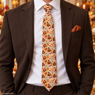 Cute Funny Thanksgiving Turkey Pattern Neck Tie
