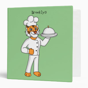 Cute funny tiger chef cartoon illustration 3 ring binder