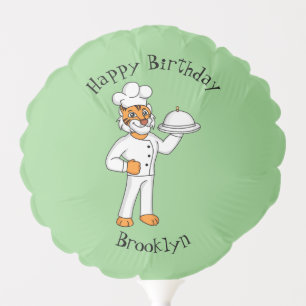 Cute funny tiger chef cartoon illustration balloon