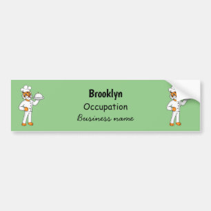 Cute funny tiger chef cartoon illustration bumper sticker