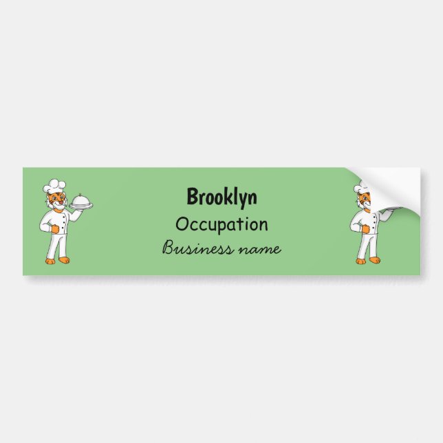 Cute funny tiger chef cartoon illustration  bumper sticker (Front)