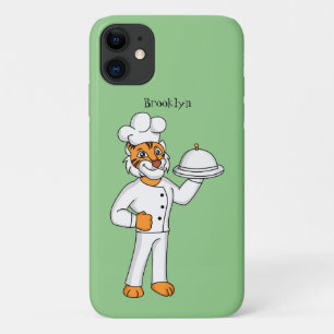 Cute funny tiger chef cartoon illustration  iPhone 11 case