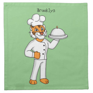 Cute funny tiger chef cartoon illustration cloth napkin