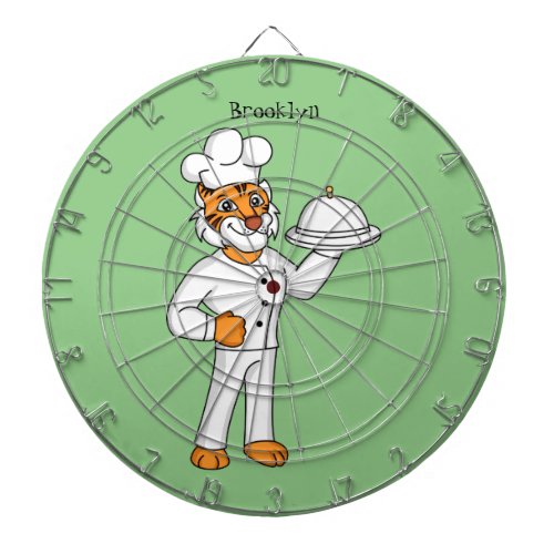 Cute funny tiger chef cartoon illustration dart board