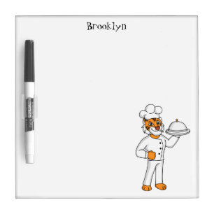 Cute funny tiger chef cartoon illustration dry erase board