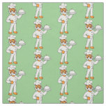 Cute funny tiger chef cartoon illustration  fabric