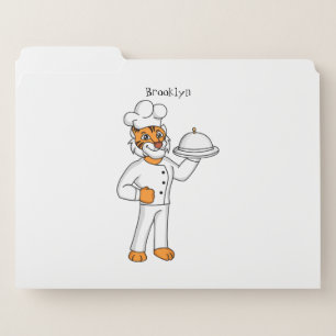 Cute funny tiger chef cartoon illustration file folder