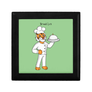 Cute funny tiger chef cartoon illustration gift box