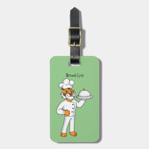 Cute funny tiger chef cartoon illustration luggage tag