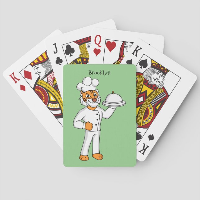 Cute funny tiger chef cartoon illustration  poker cards (Back)