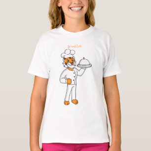 Cute funny tiger chef cartoon illustration  T-Shirt