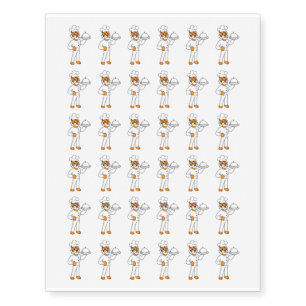 Cute funny tiger chef cartoon illustration temporary tattoos