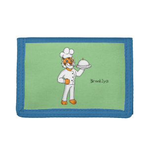 Cute funny tiger chef cartoon illustration tri-fold wallet