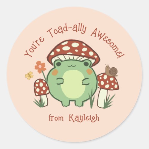 Cute Funny Toad_ally Awesome Classroom Valentine Classic Round Sticker