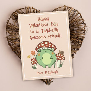 Cute Funny Toad-ally Awesome Classroom Valentine Holiday Postcard
