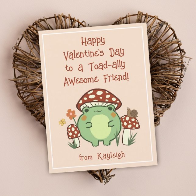 Cute Funny Toad-ally Awesome Classroom Valentine Holiday Postcard (Creator Uploaded)