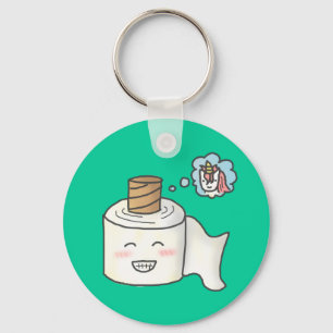 Cute Funny Toilet Paper Dreaming It is Unicorn Keychain