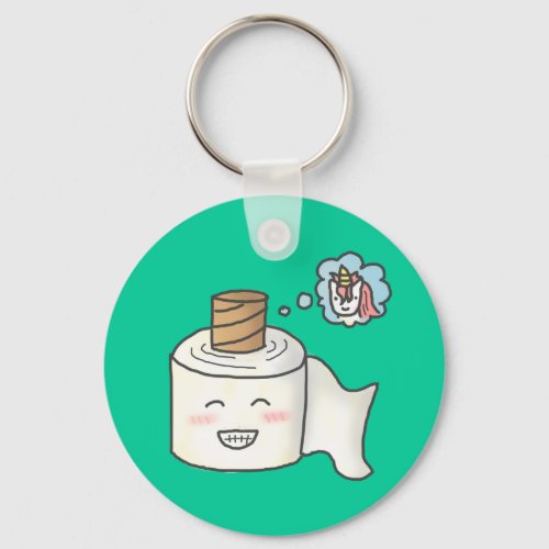 Cute Funny Toilet Paper Dreaming It is Unicorn Keychain