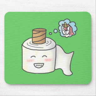 Cute Funny Toilet Paper Dreaming It is Unicorn Mouse Pad