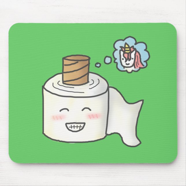 Cute Funny Toilet Paper Dreaming It is Unicorn Mouse Pad (Front)