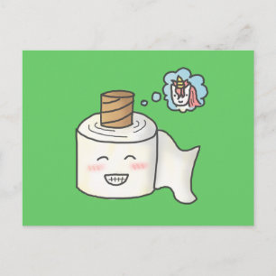 Cute Funny Toilet Paper Dreaming It is Unicorn Postcard