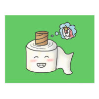Cute Funny Toilet Paper Dreaming It is Unicorn Postcard