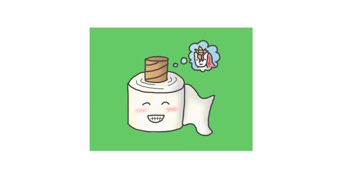 Cute Funny Toilet Paper Dreaming It Is Unicorn Postcard