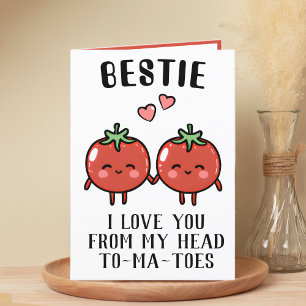 Cute Funny Tomato Pun Best Friend Happy Birthday Letterpress Thank You Card