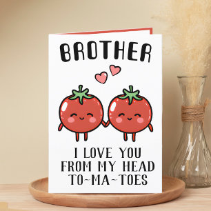 Cute Funny Tomato Pun Brother Happy Birthday Letterpress Thank You Card