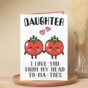 Cute Funny Tomato Pun Daughter Happy Birthday Letterpress Thank You Card