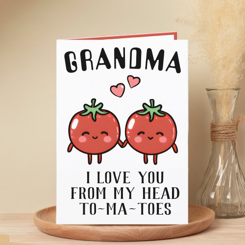 Cute Funny Tomato Pun Grandma Happy Birthday Thank You Card